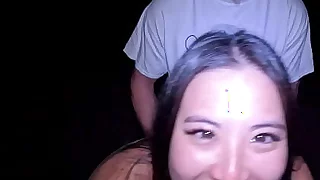 Public BLOWJOB and EATING PUSSY on the beach LATE night Adventure